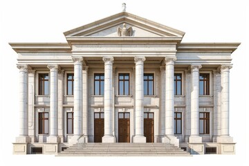 Fototapeta premium a courthouse building facade, depicted in a traditional architectural style and isolated on a white background.