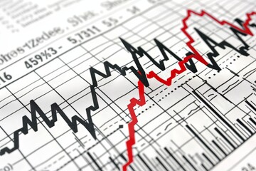 a downward-trending stock market graph with red arrows, isolated on a white background