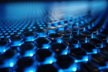 Obraz premium Advanced graphene display showing binary numbers, sleek and modern with copy space