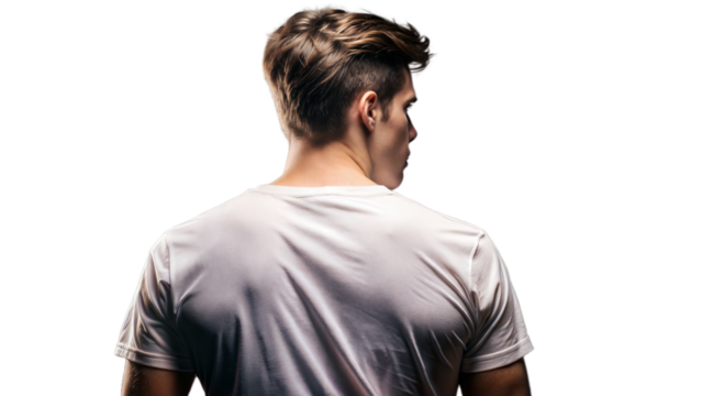 Man Wearing White T-Shirt Standing With Back Turned