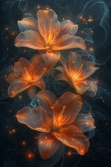 Glowing Abstract Flowers Art