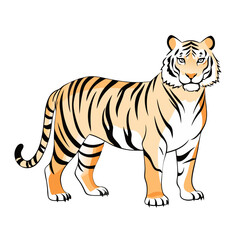 Obraz premium Bengal Tiger Vector - standing pose, majestic 