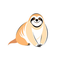 Fototapeta premium Cartoon Sloth Vector - smiling, gentle, peaceful