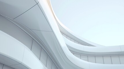 Obraz premium Elegant and modern architectural elements captured against a minimalist white backdrop, emphasizing the fusion of technology and design in breathtaking