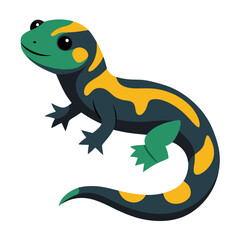 Fototapeta premium colorful illustrated salamander with spots and a long tail.