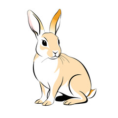 Obraz premium stylized sitting rabbit with long ears and a fluffy tail.