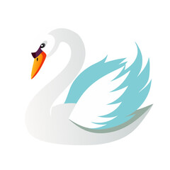 Obraz premium stylized white swan with a curved neck and orange beak.