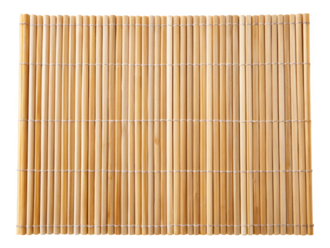 Traditional Bamboo Mat With Vertical Sticks. The Mat Is Rectangular And Laid Flat Against A White Background. Isolated on transparent background, png.
