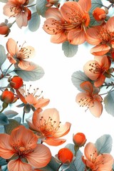 Elegant Abstract Peach Flower Frame