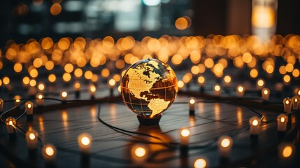 Integration of global technology networking within political framework on world map