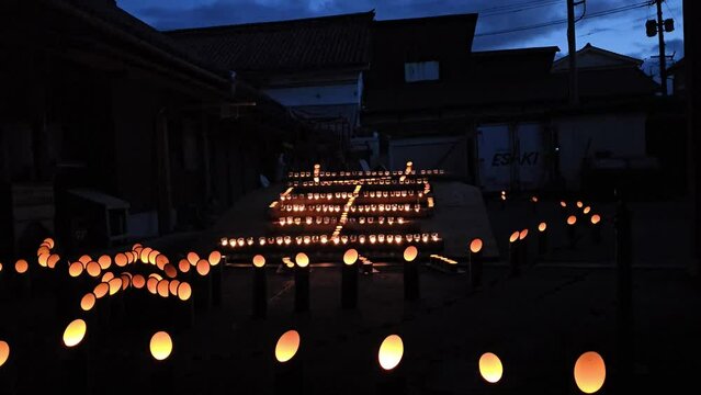 Scenery of Sen nen Akari or bamboo light festival. Hita is a city on Japan&rsquo;s Kyushu Island.