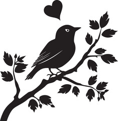 birds on tree Silhouette Vector Art Illustration 