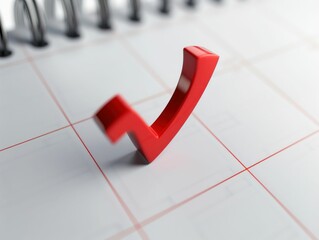 Red Checkmark on a Calendar Page. Generative ai