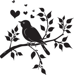 Silhouette Vector birds on tree 