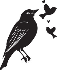 Silhouette Vector birds on tree 