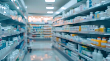 Pharmacy aisles filled with various medicinal products