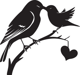 Obraz premium Silhouette Vector birds on tree 