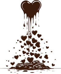 chocolate heart on a tree Silhouette Vector 