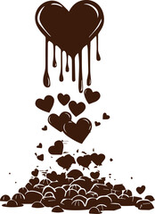 chocolate heart on a tree Silhouette Vector 