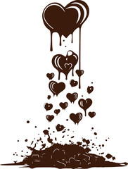 chocolate heart on a tree Silhouette Vector 
