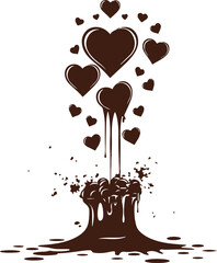 chocolate heart on a tree Silhouette Vector 