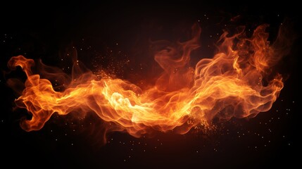 Fiery spark overlay on grill background, vector flying orange sparkle in abstract bonfire scene