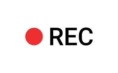 Recording sign icon. Red logo camera video recording symbol, rec icon