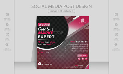 Social media post Set of Editable minimal square banner template.