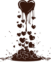 chocolate heart on a tree Silhouette Vector 