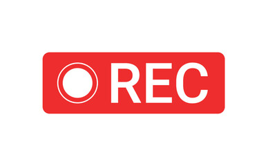 Recording sign icon. Red logo camera video recording symbol, rec icon