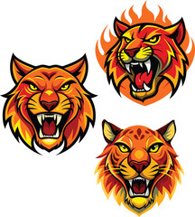 Aggressive saber-toothed tiger showing teeth growling