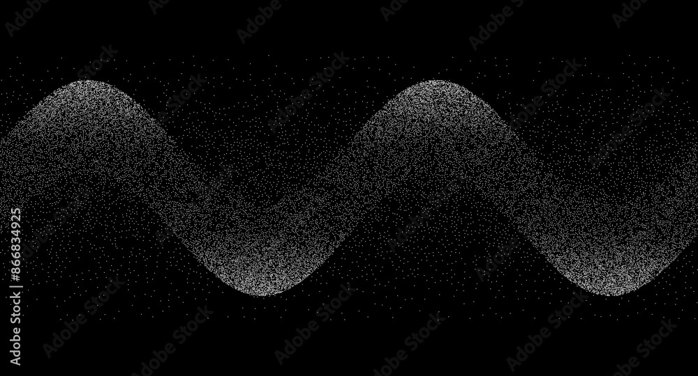 Poster Abstract art background with white dots like waves. Stipple optical illusion effect. Big Data concept.