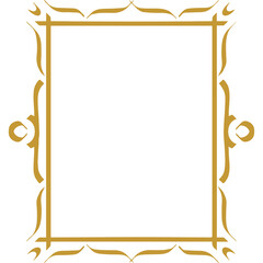 Gold Picture Decorative Frame. Illustration of the Ornamental Decor Element. Isolated over White Background.