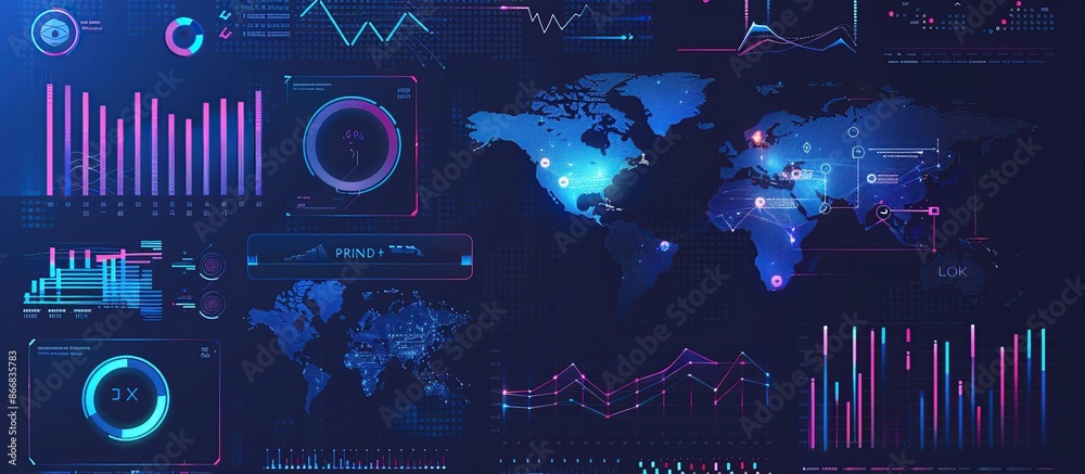 Poster Dashboard infographic template with big data visualization. Pie charts, workflow, web design, UI elements.
