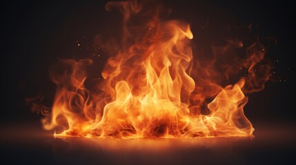 Fiery spark overlay on flame background with smoke, grill heat glow in vector of hell bonfire