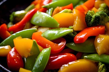 Vibrant Stir-Fried Vegetables Medley in a Rustic Bowl