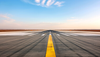 Fototapeta premium Runway at Sunset with Tire Tracks