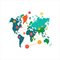 world map network with connections vector