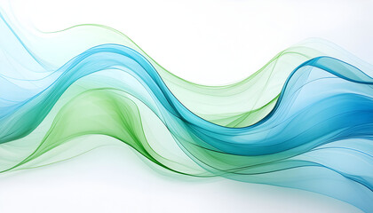 Abstract Green And Blue Waves On White Background