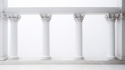 Naklejka premium Antique columns and statues displayed on white background for product presentation