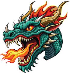 Dragon with open mouth and fangs