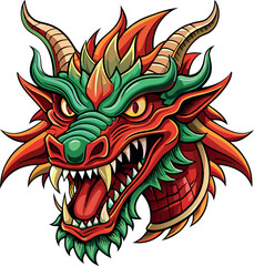 Dragon with open mouth and fangs