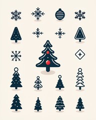 Obraz premium christmas tree icon or logo christmas tree