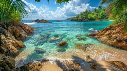 Tropical Beach Cove With Crystal Clear Water