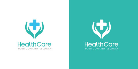 logo medical healthcare design vector symbol cross in mountain icon illustration