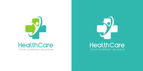 logo medical healthcare design vector symbol cross in mountain icon illustration