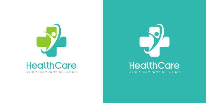 logo medical healthcare design vector symbol cross in mountain icon illustration