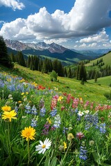 Naklejka premium Wildflower Meadow in the Rocky Mountains