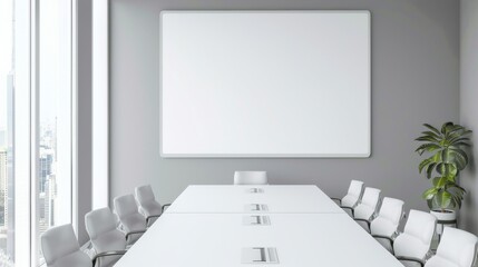 A white Mockup on the wall in the Office for negotiations. Image for advertising