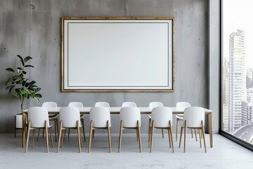 A white Mockup on the wall in the Office for negotiations. Image for advertising